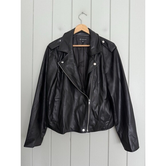 Inc International Concepts Women's Faux Leather Moto Jacket XL Cropped - Picture 1 of 6
